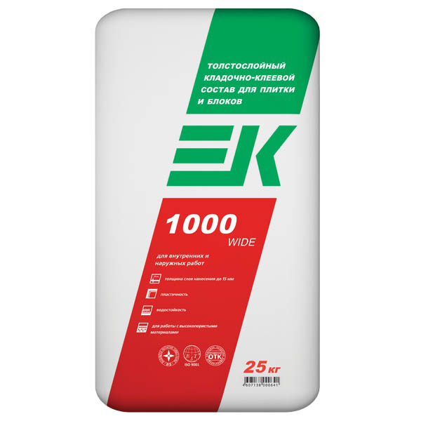 ЕК 1000 WIDE толстослойный клей для плитки
