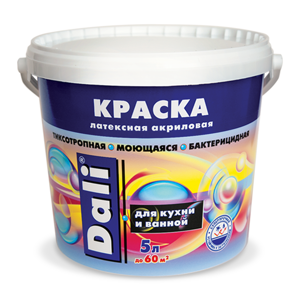 Краска латексная DALI для кухни и ванной влагостойкая биозащитная 5 л